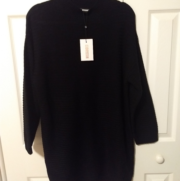 🆕⭐GORGEOUS⭐Misguided BLACK SWEATER/DRESS NWT - Picture 6 of 8